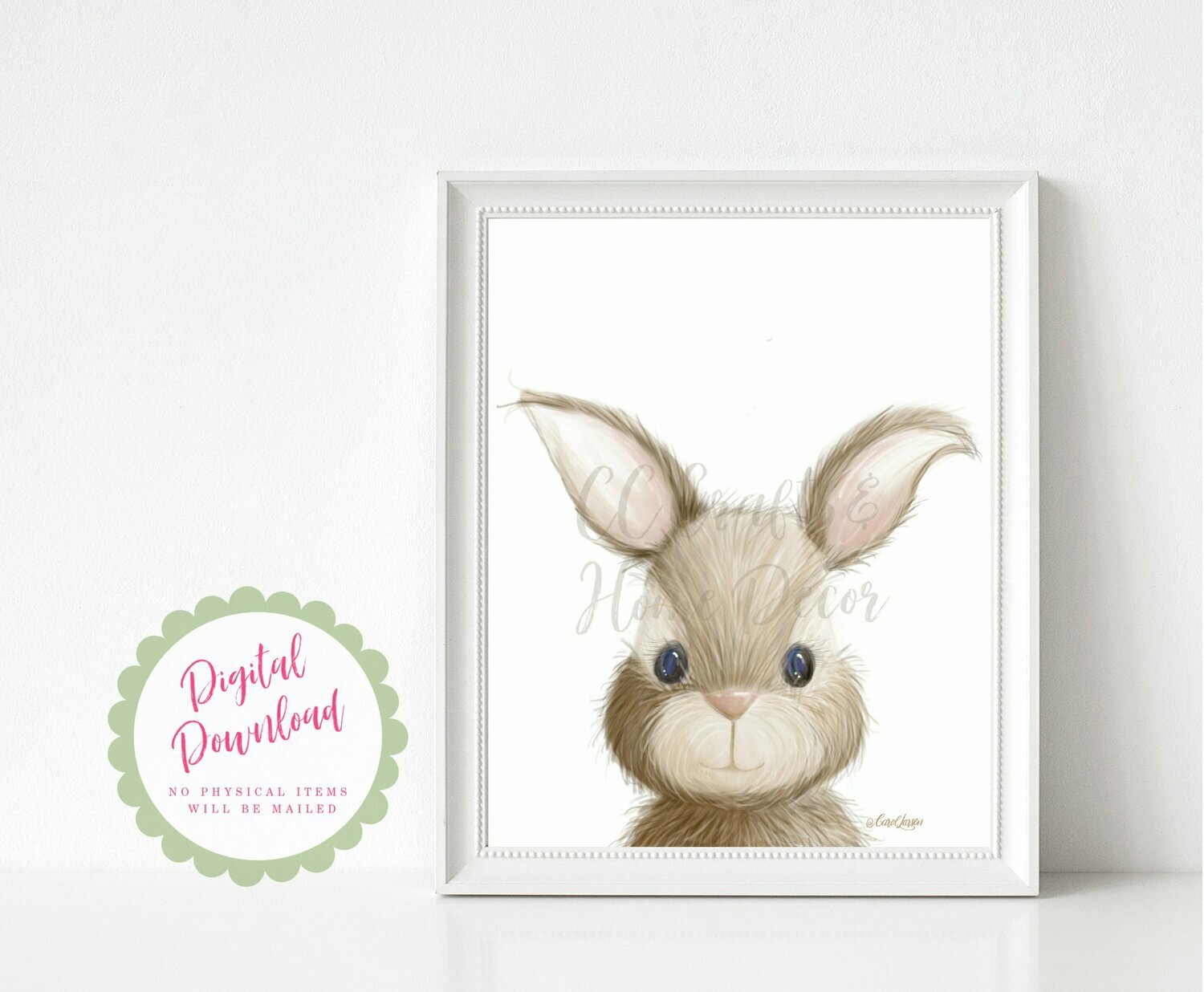 INSTANT DIGITAL DOWNLOAD Cute Bunny Woodland Animal Theme Nursery Digital Art Print for Babies room