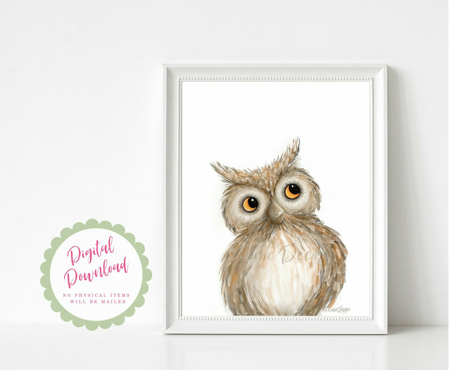 INSTANT DIGITAL DOWNLOAD Cute Owl Woodland Animal Theme Nursery Digital Art Print for Babies room