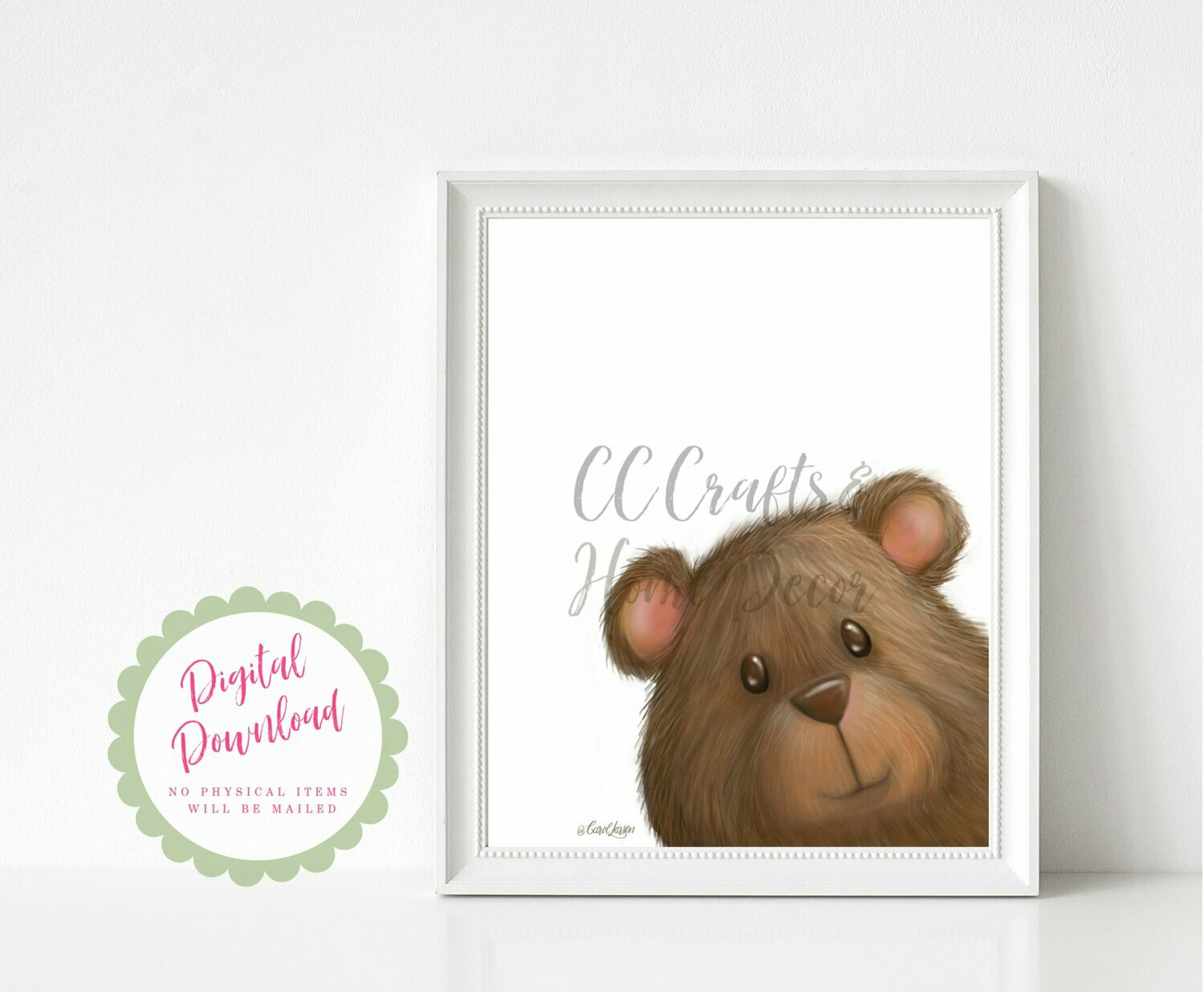 INSTANT DIGITAL DOWNLOAD Cute Bear Woodland Animal Theme Nursery Digital Art Print for Babies room