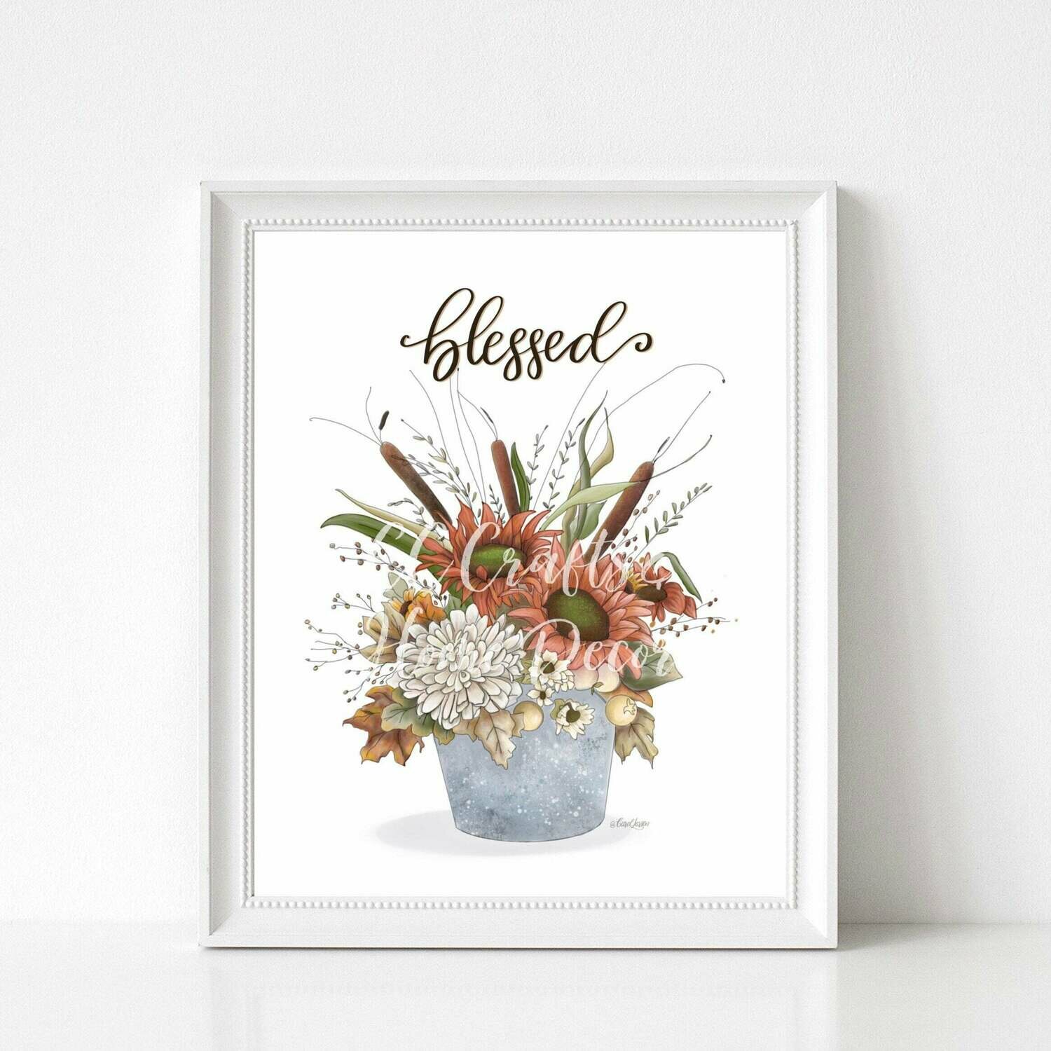Autumn Blessed Floral Illustration Print