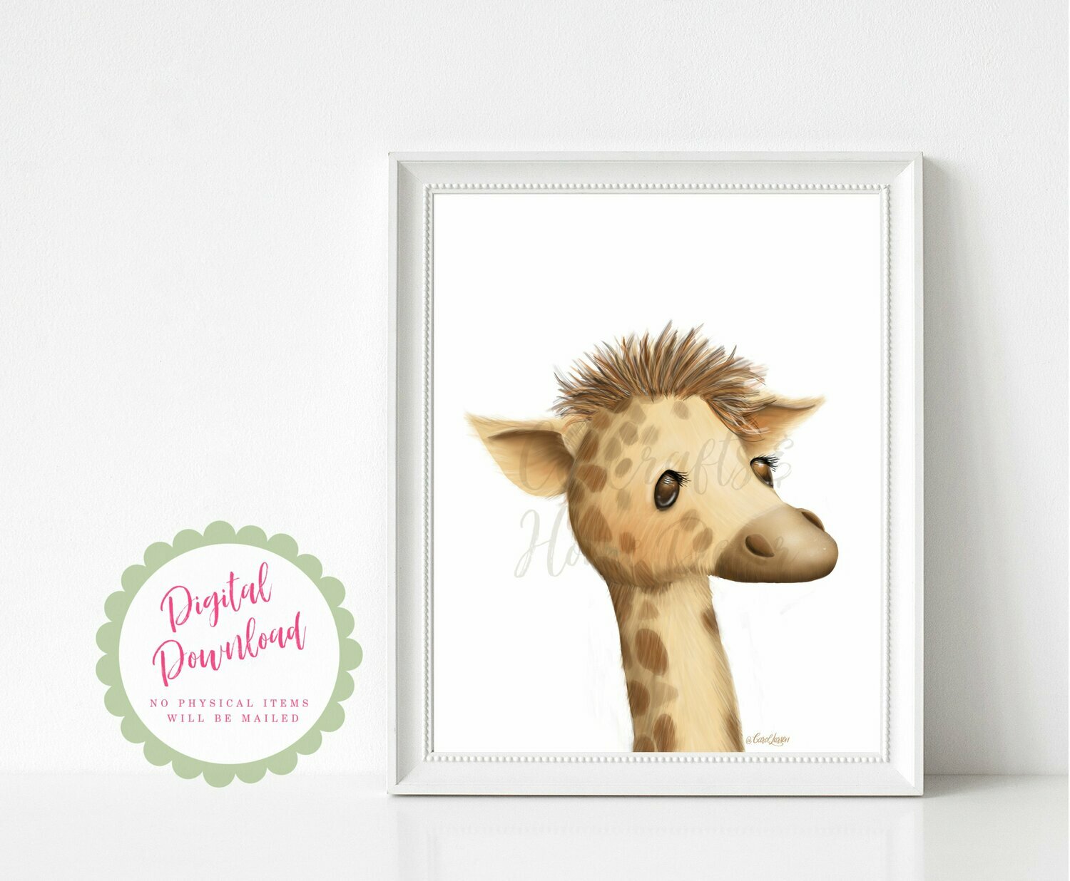 Cute Giraffe Safari/Jungle Wild Animal Theme Nursery Digital Art Print for Babies room INSTANT DIGITAL DOWNLOAD printable art