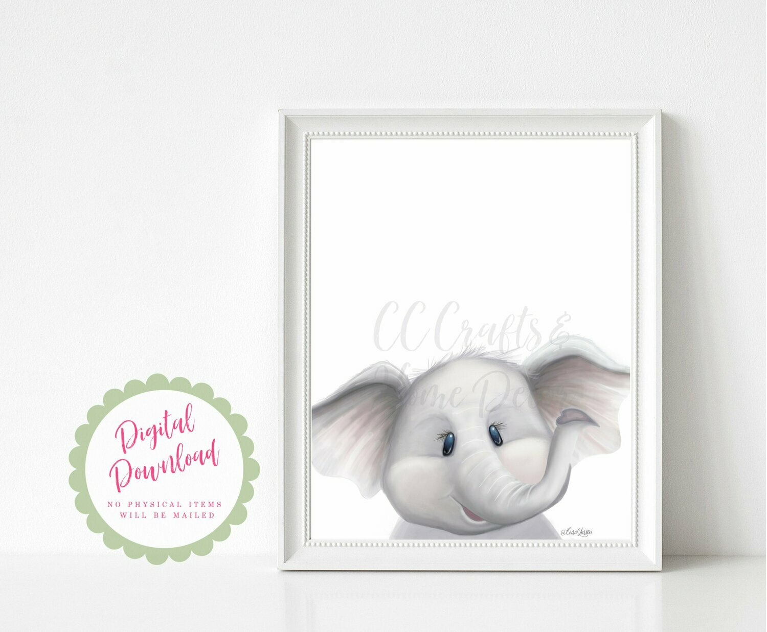 Cute Elephant Safari/Jungle Wild Animal Theme Nursery Digital Art Print for Babies room INSTANT DIGITAL DOWNLOADS printable art