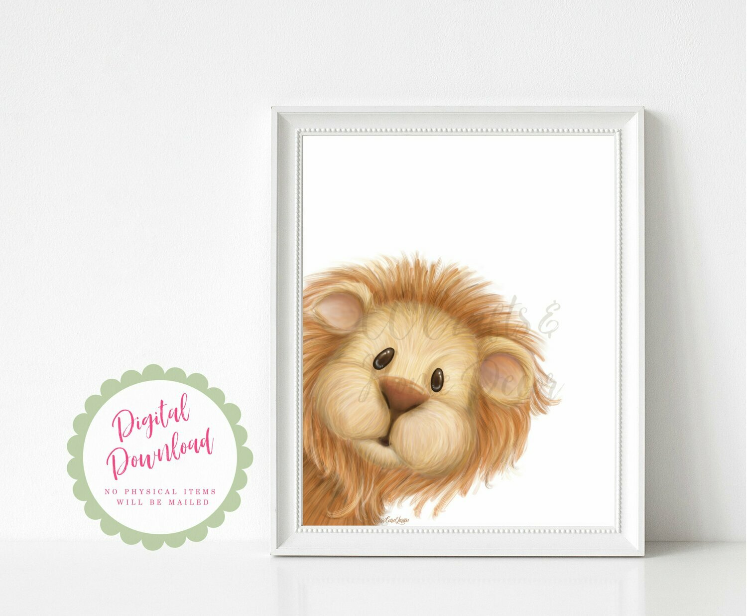 Cute Lion Safari/Jungle Wild Animal Theme Nursery Digital Art Print for Babies room INSTANT DIGITAL DOWNLOAD printable art