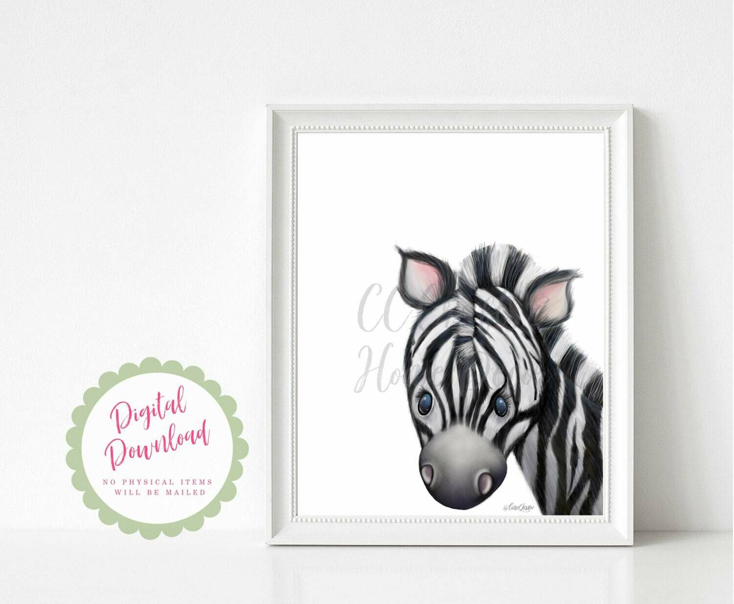 Cute Zebra Safari/Jungle Wild Animal Theme Nursery Digital Art Print for Babies room - INSTANT DIGITAL DOWNLOAD printable art