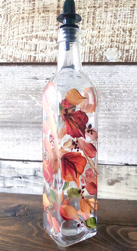 Hand painted Autumn Leaves Everything Bottle
