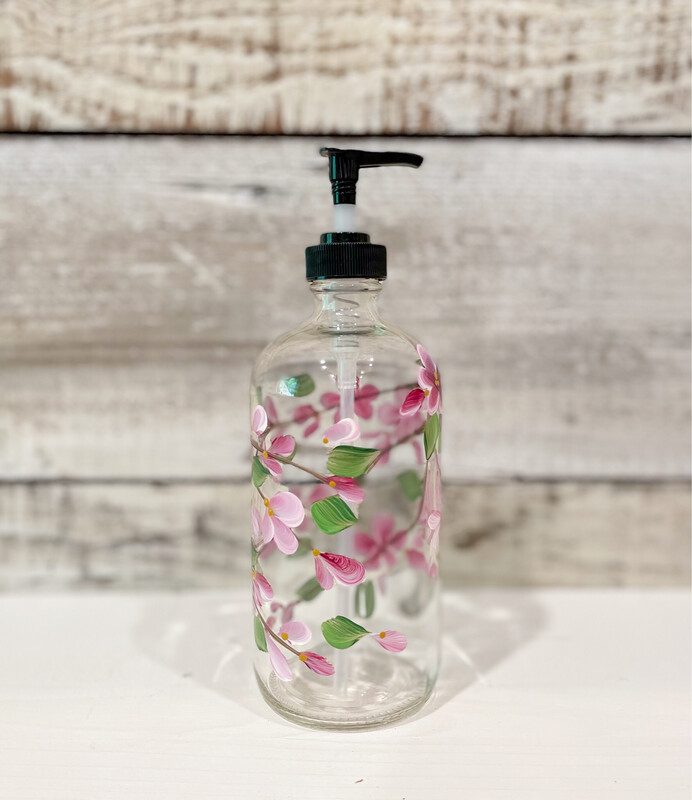 Hand painted Cherry Blossom Soap/Lotion Bottle