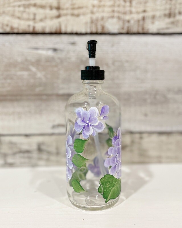 Hand painted Purple Hydrangea Soap/Lotion Bottle