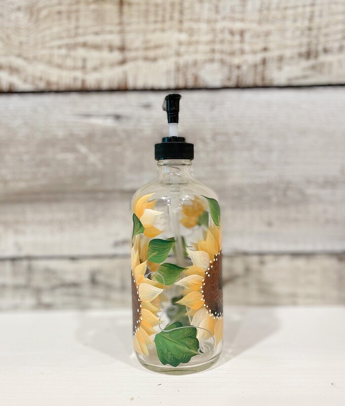Hand painted Sunflower Soap/Lotion Bottle