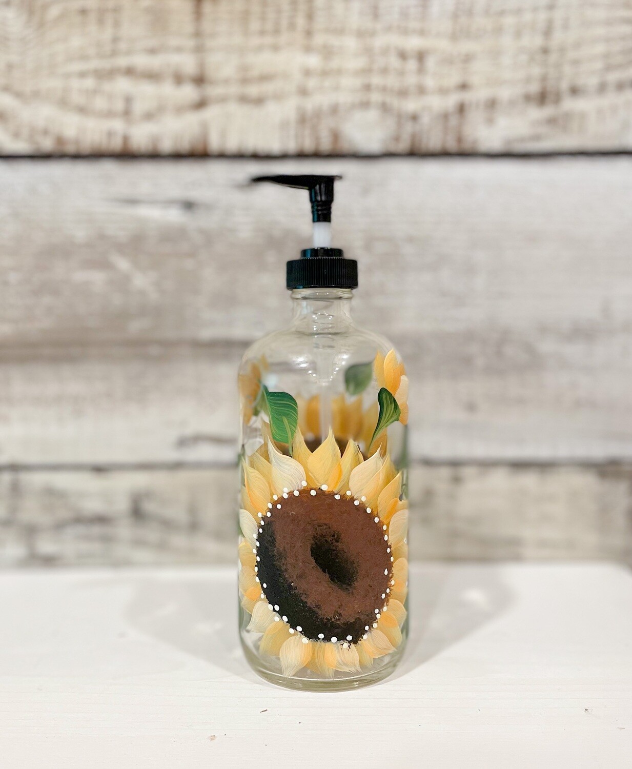 Hand painted Sunflower Soap/Lotion Bottle