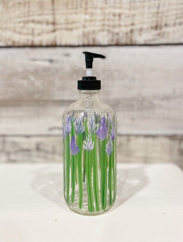 Hand painted Lavender Soap/Lotion Bottle