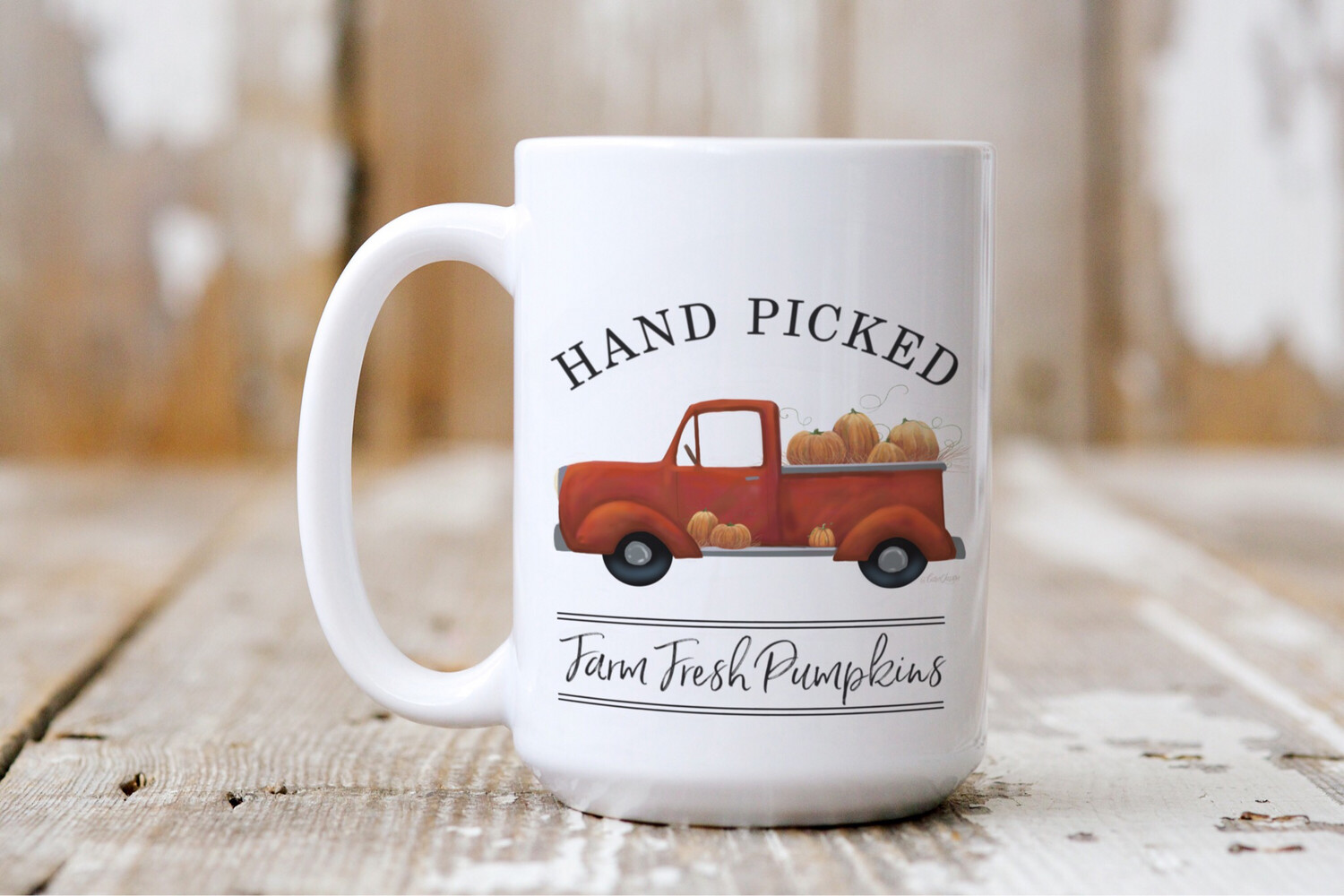 Red truck And Pumpkins Ceramic Mug  11oz an 15oz sizes