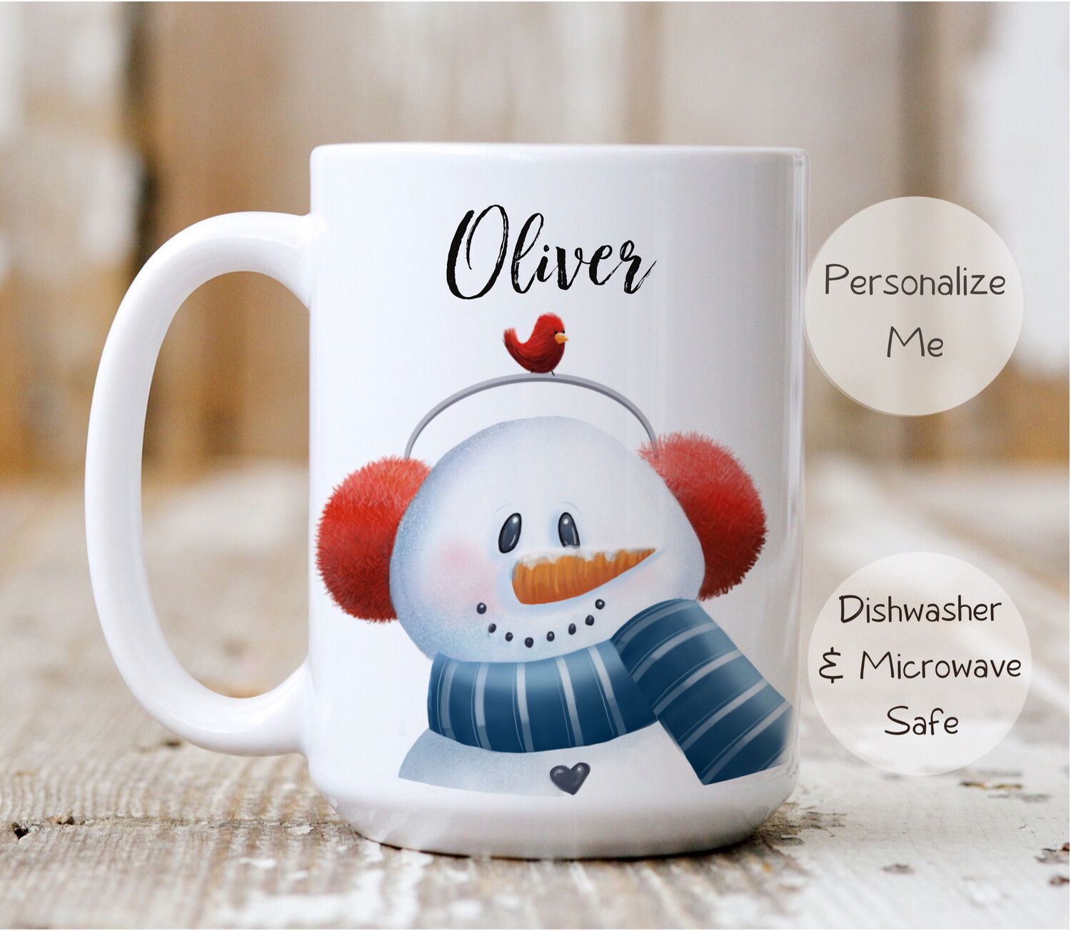 Personalizable Snowman  -  Ceramic Mug 11 and 15oz sizes