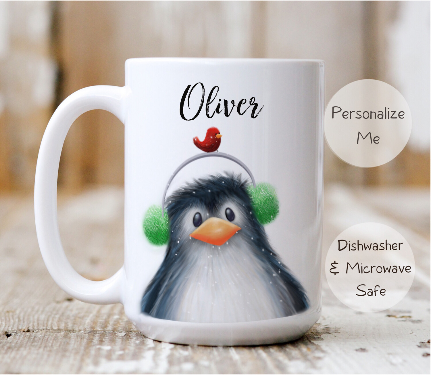 Personalizable Penguin  -  Ceramic Mug 11 and 15oz sizes