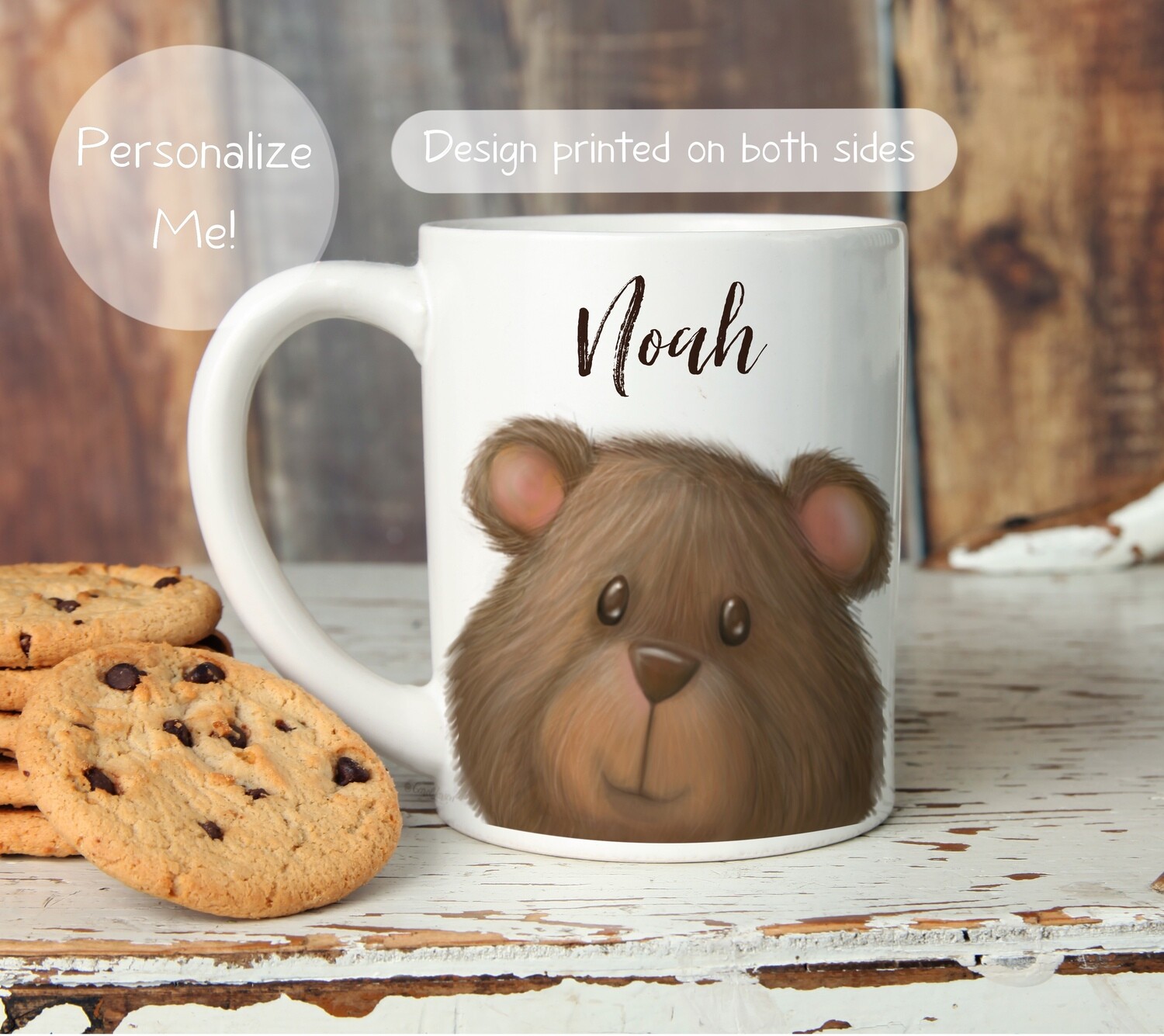 Personalizable Bear Ceramic Mug 11oz an 15oz sizes