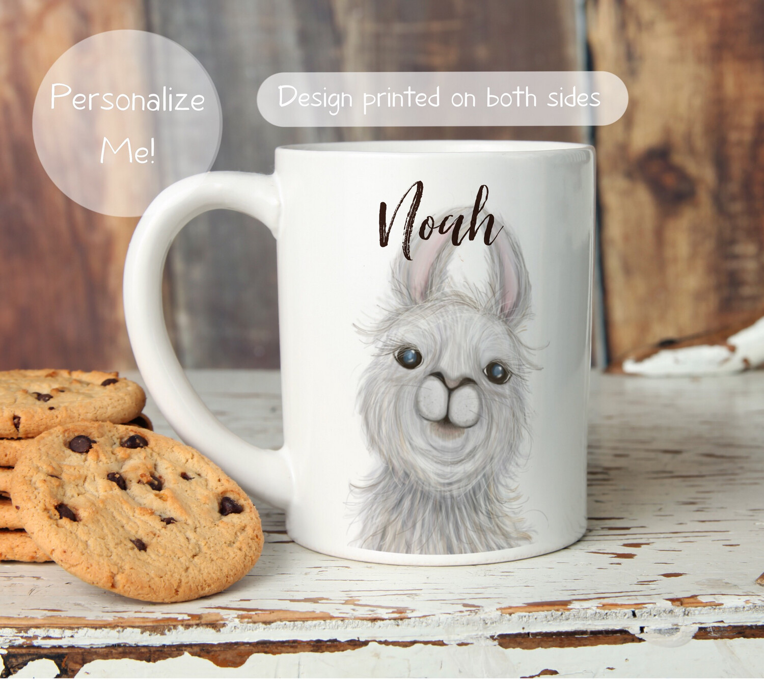 Personalizable Llama Ceramic Mug 11oz an 15oz sizes