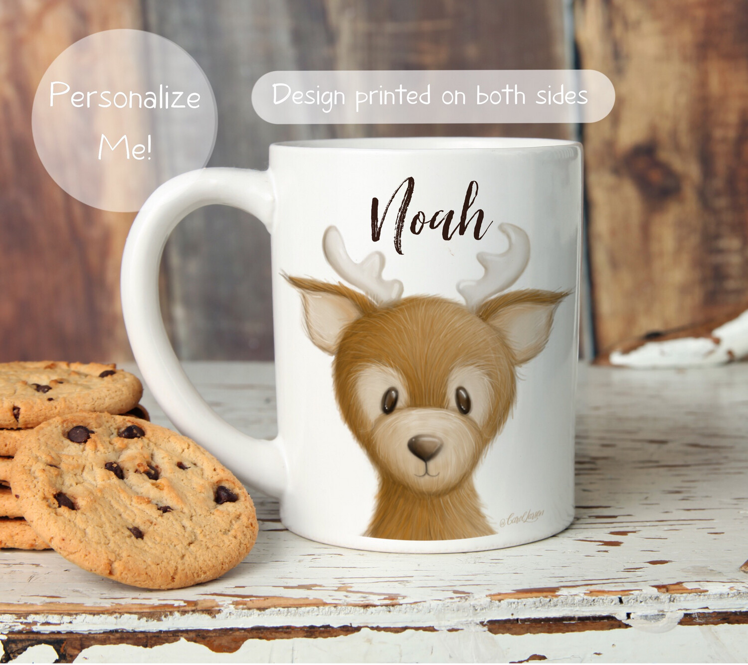 Personalizable Deer Ceramic Mug 11oz an 15oz sizes
