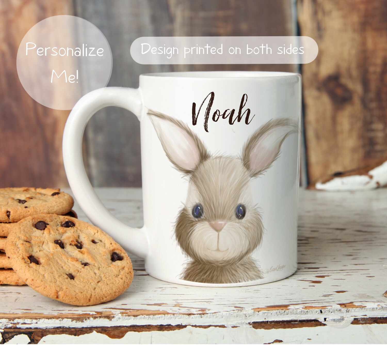 Personalizable Bunny Ceramic Mug 11oz an 15oz sizes