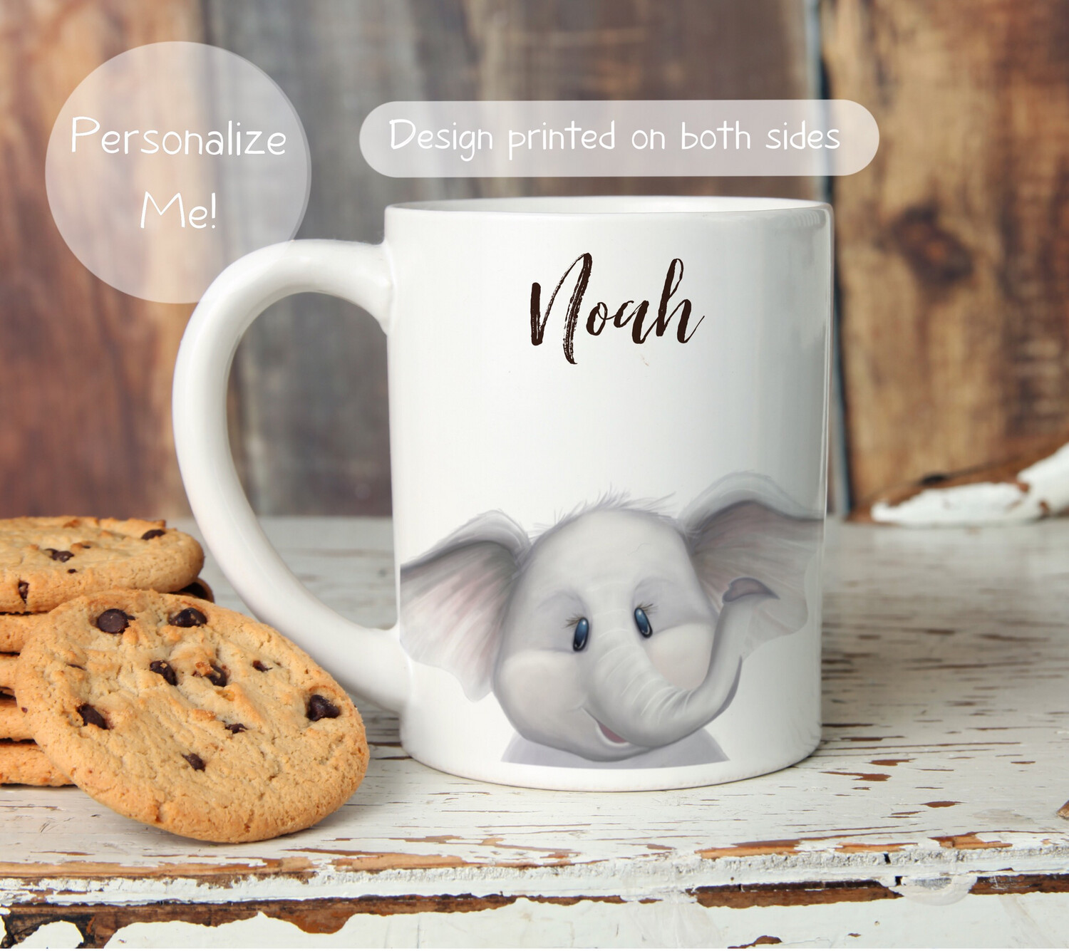 Personalizable Elephant Mug 11oz an 15oz sizes