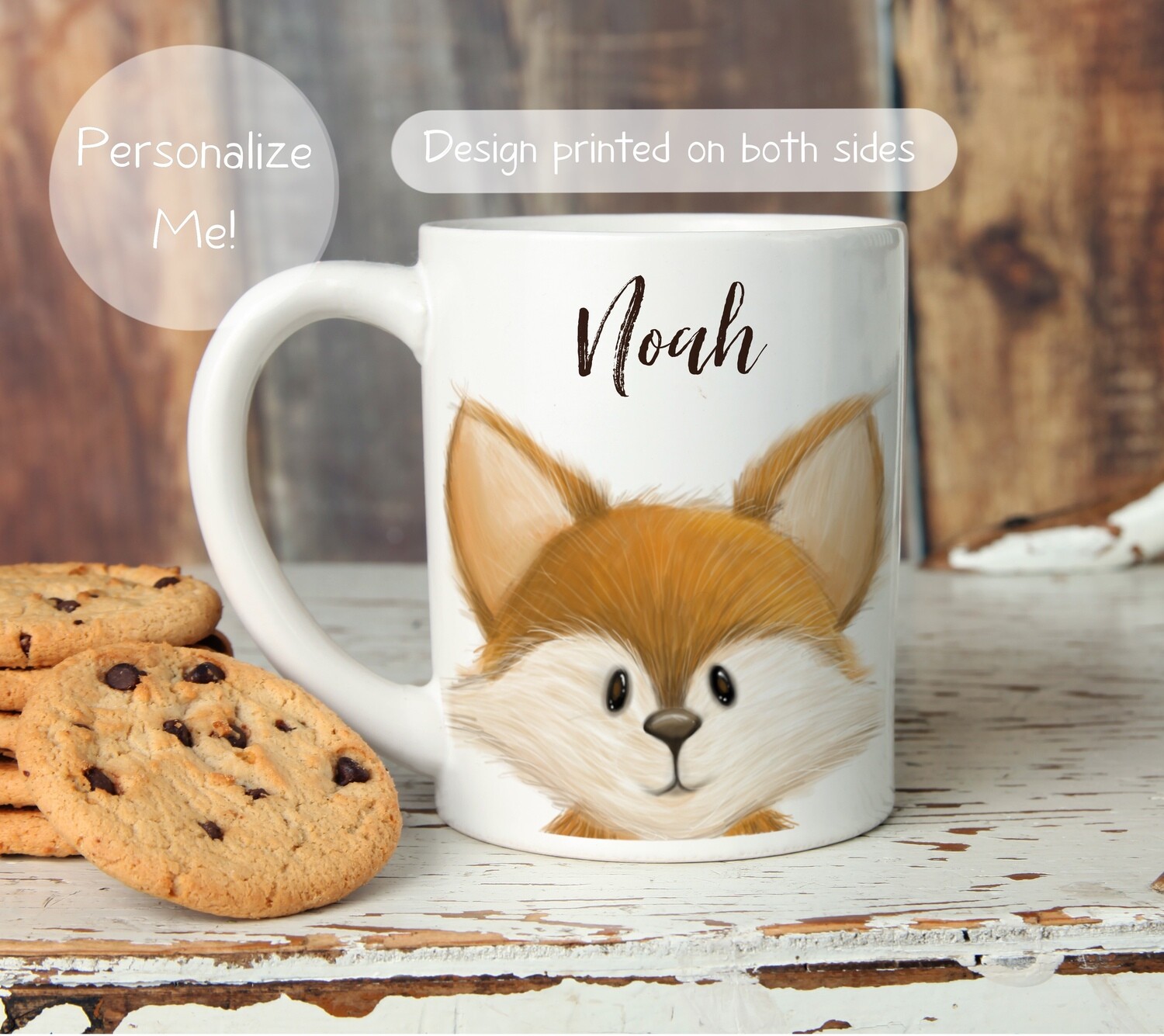 Personalizable Fox Ceramic Mug 11oz an 15oz sizes