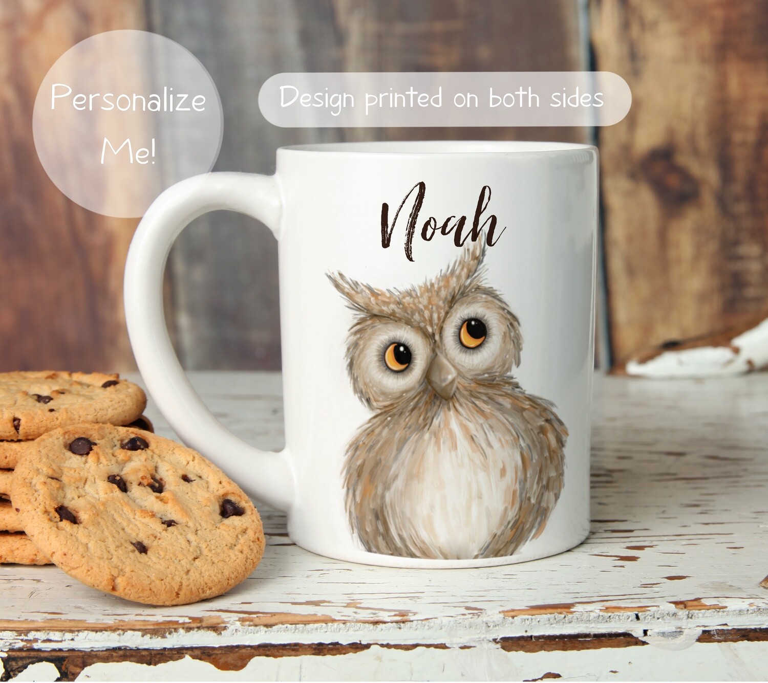 Personalizable Owl Mug 11oz an 15oz sizes