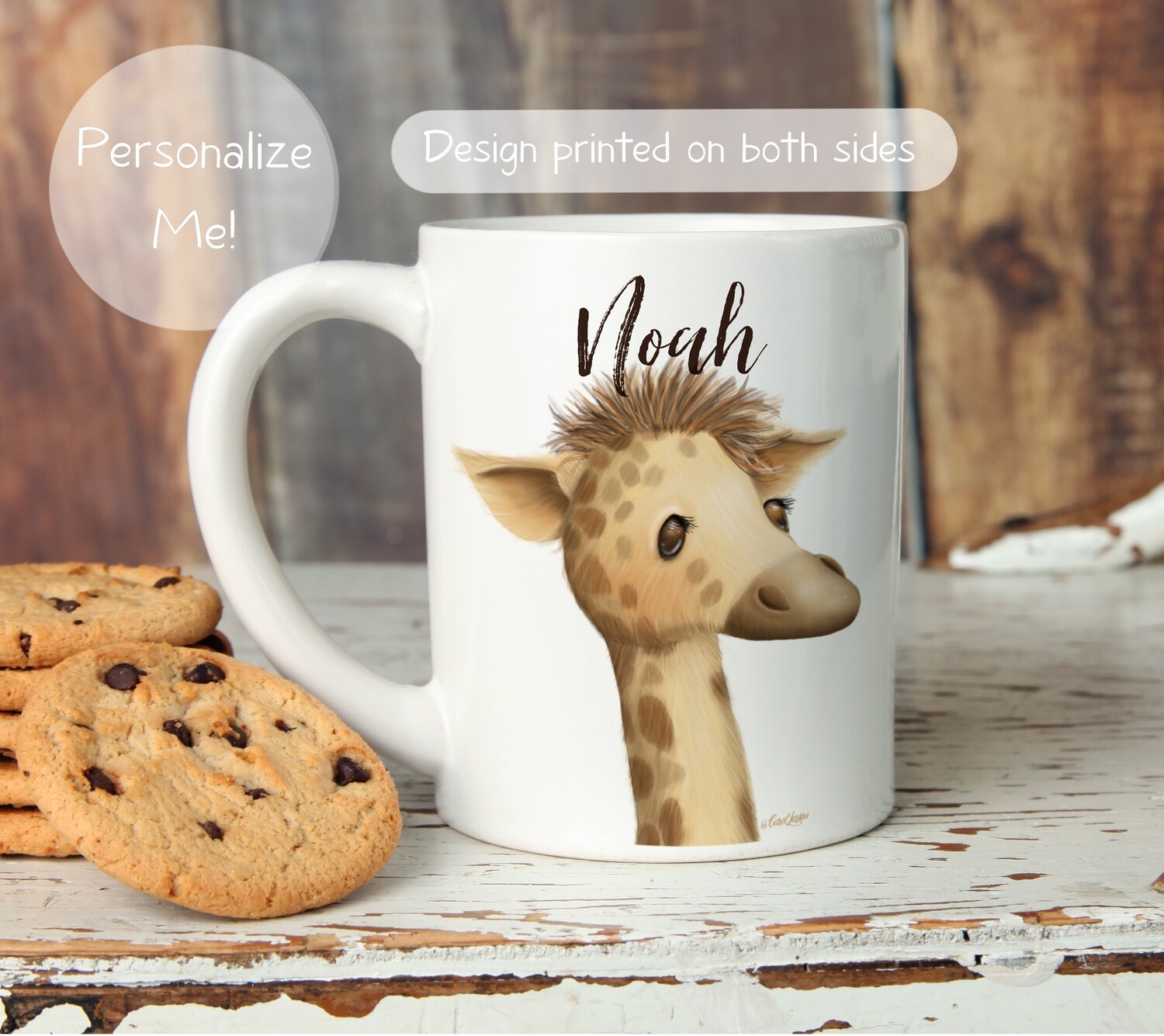 Personalizable Giraffe Ceramic Mug 11 and 15oz sizes
