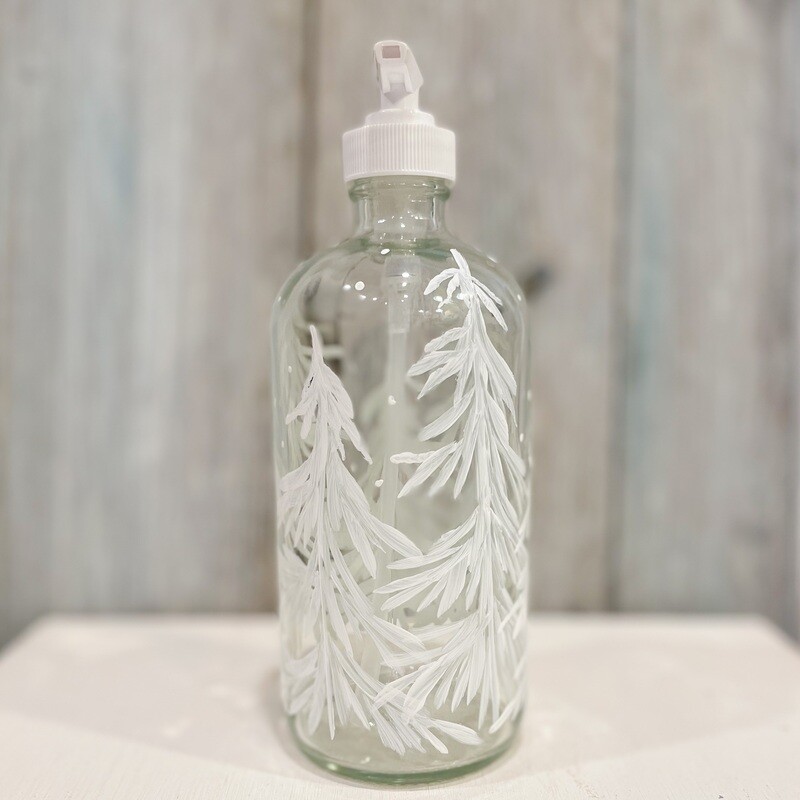 Hand painted Holiday Winter Trees Soap/Lotion Bottle