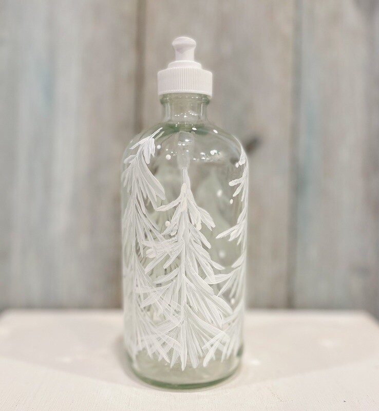 Hand painted Holiday Winter Trees Soap/Lotion Bottle