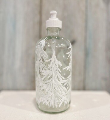 Hand painted Holiday Winter Trees Soap/Lotion Bottle