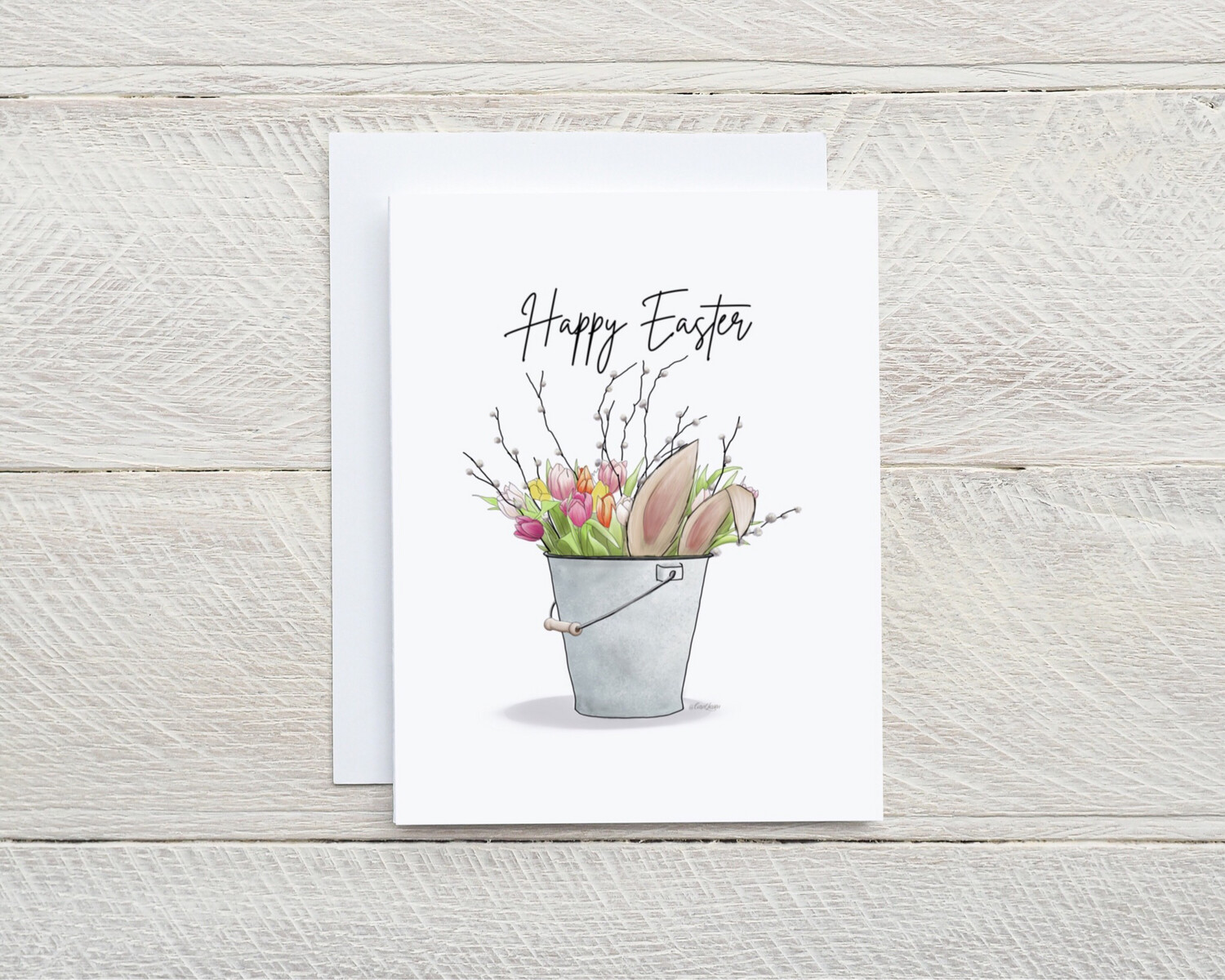 Happy Easter Bunny Ears Handmade original design Blank inside, Bunny Ears card with white envelope. A2 size. 4.25 x 5.5