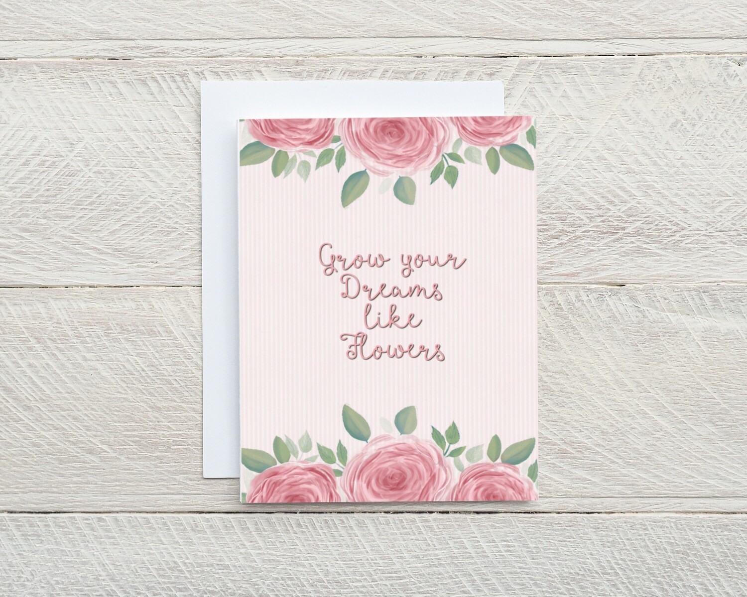 Grow Your Dreams Handmade original design Blank inside,  with white envelope. A2 size. 4.25 x 5.5