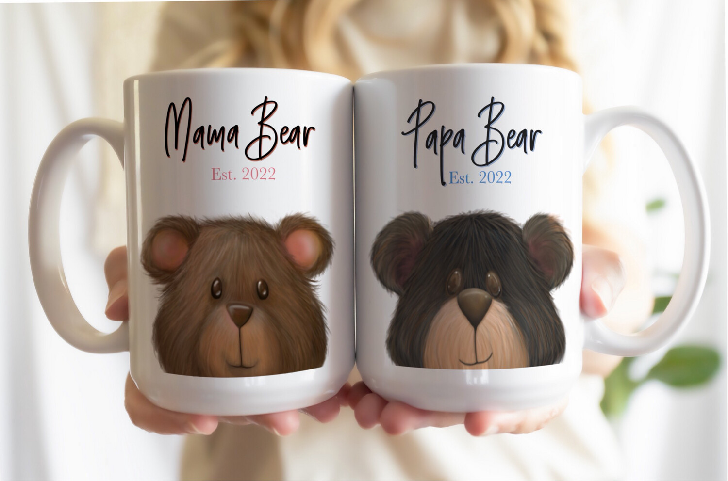 Mama and Papa Bear Ceramic Mug Set 15 oz size only