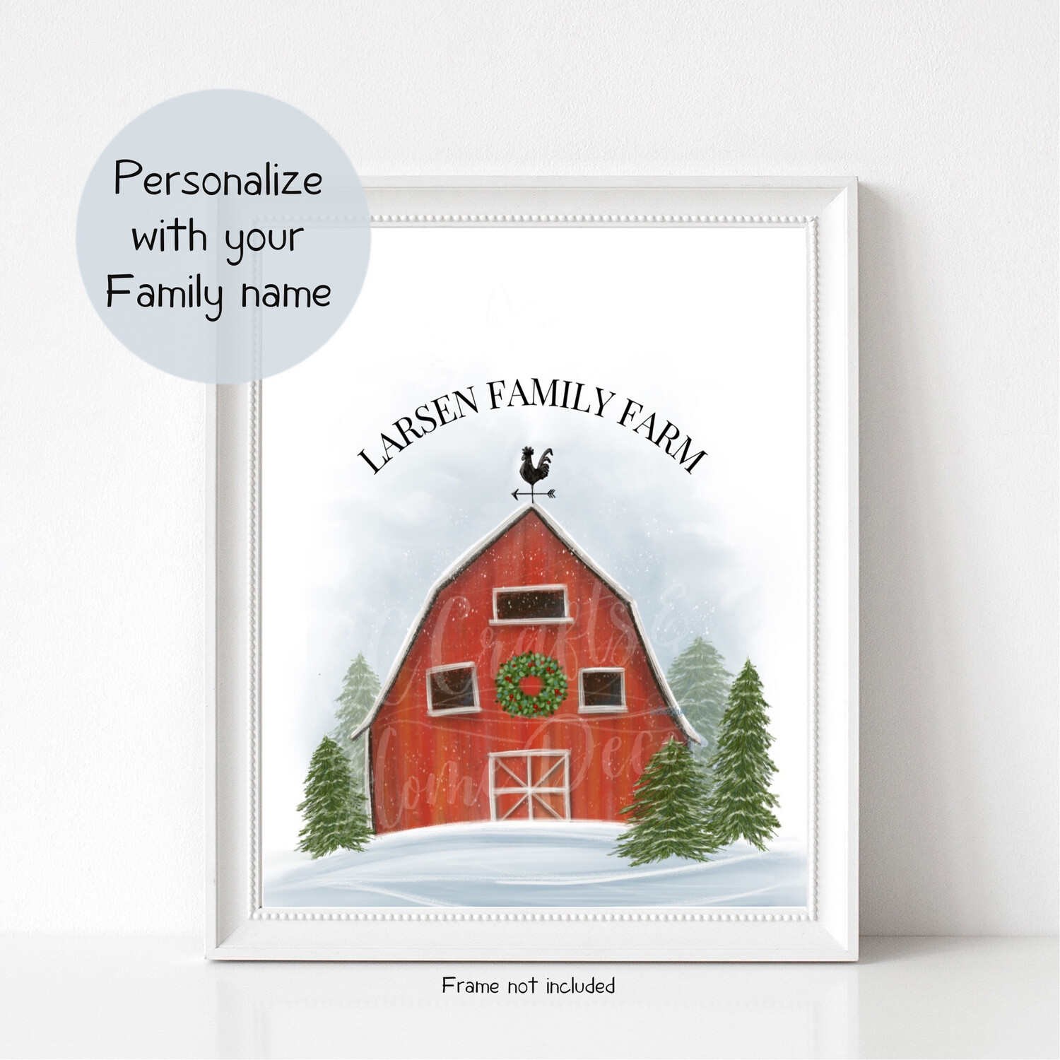 Personalized Red Barn Art Print