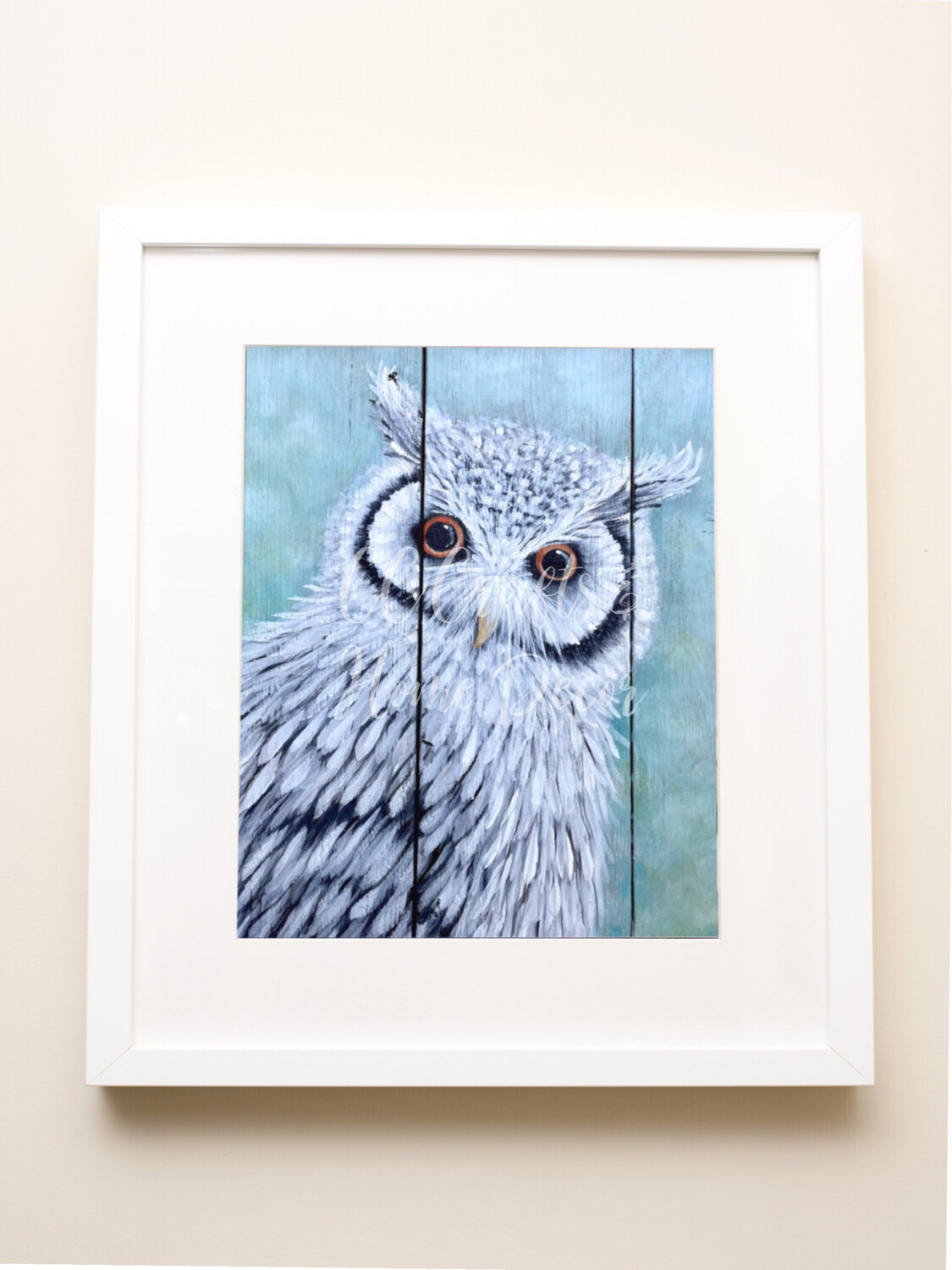 White Faced Owl Rustic Farmhouse Art Print