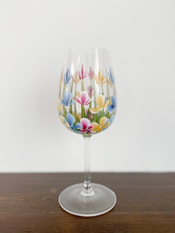 Hand Painted Wildflower Glass