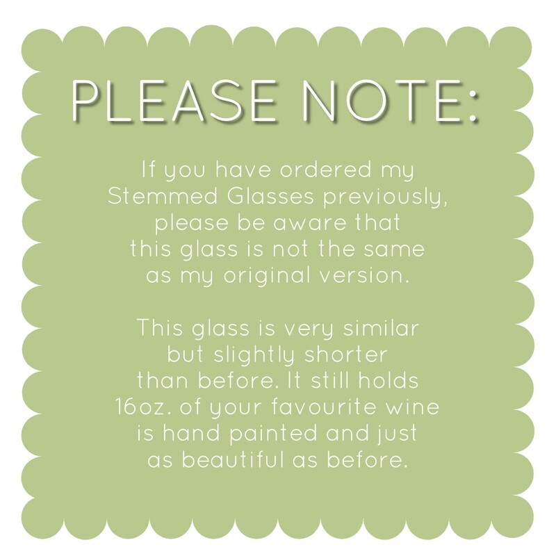 Hand painted Fall Green Pumpkin STEMMED glasses.