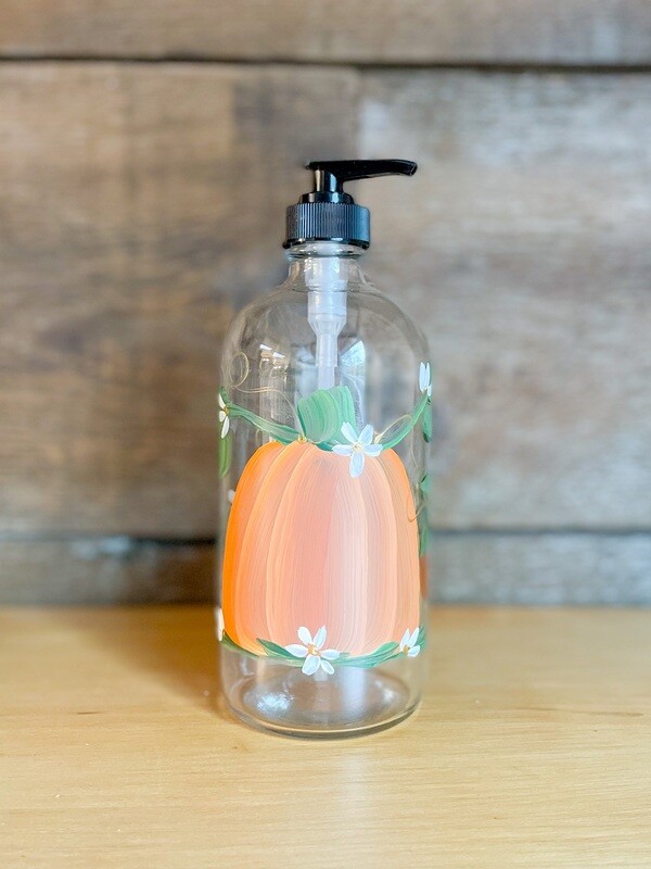 Hand painted Orange Pumpkin Soap/Lotion Bottle