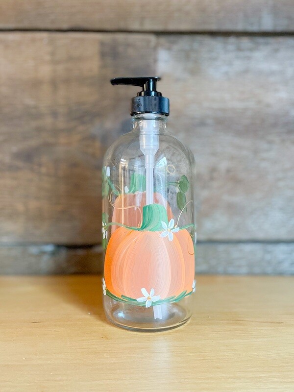 Hand painted Orange Pumpkin Soap/Lotion Bottle