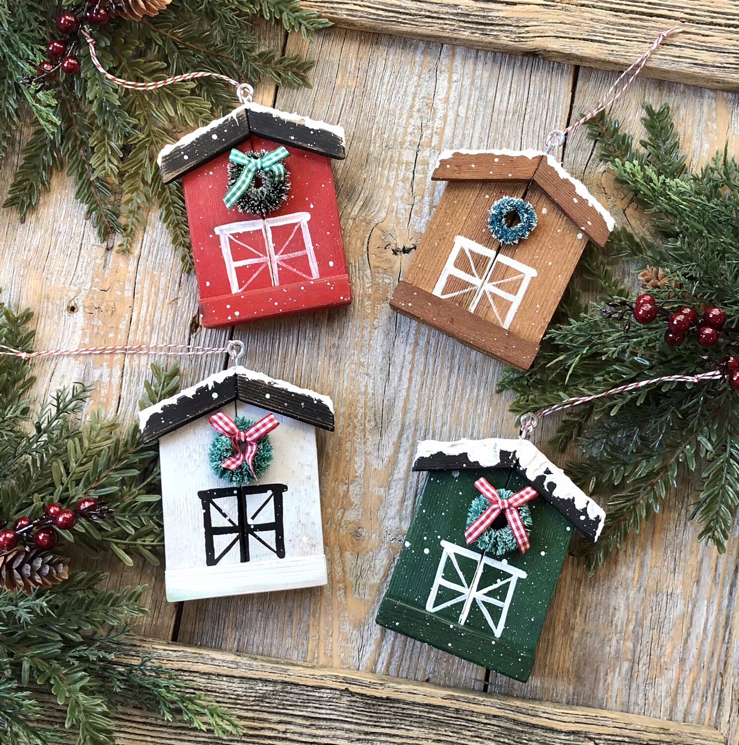 Handmade Christmas Barn Ornaments