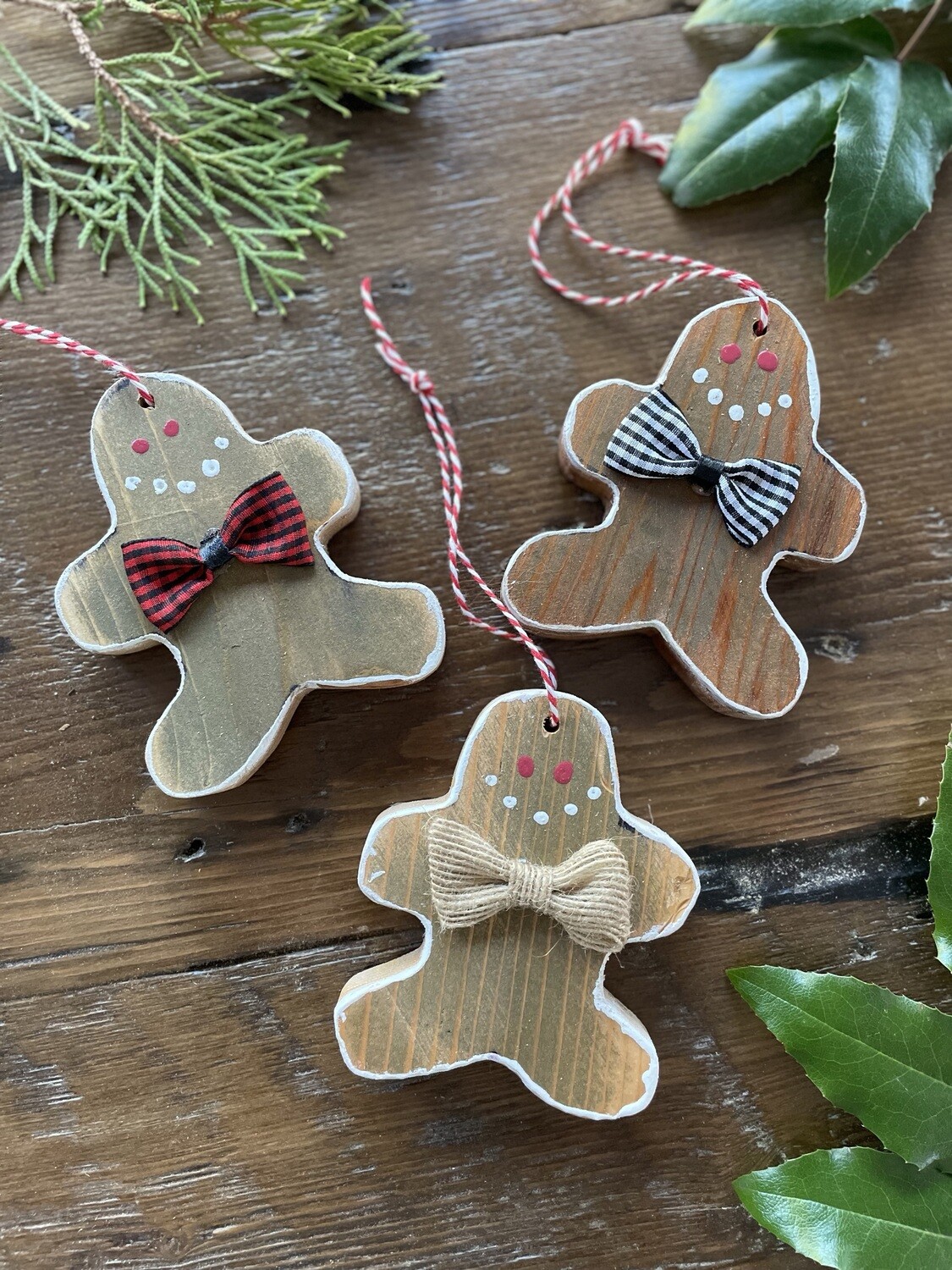 Handmade Rustic Gingerbread Men Ornaments