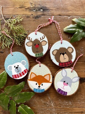 Handmade Christmas Animal Wood Slice Ornaments