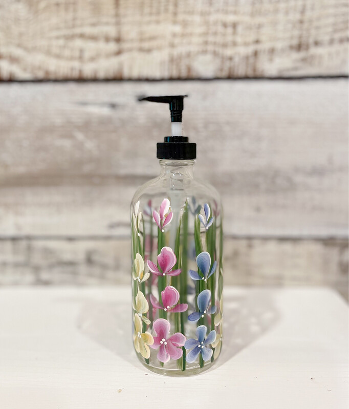 Hand painted Wildflower Soap/Lotion Bottle