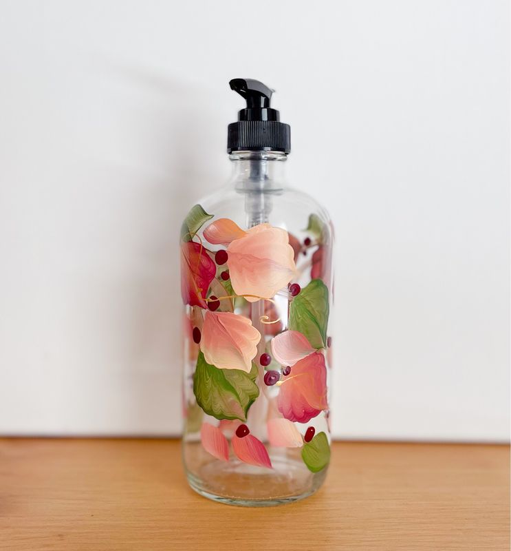 Hand painted Autumn Leaves Soap/Lotion Bottle