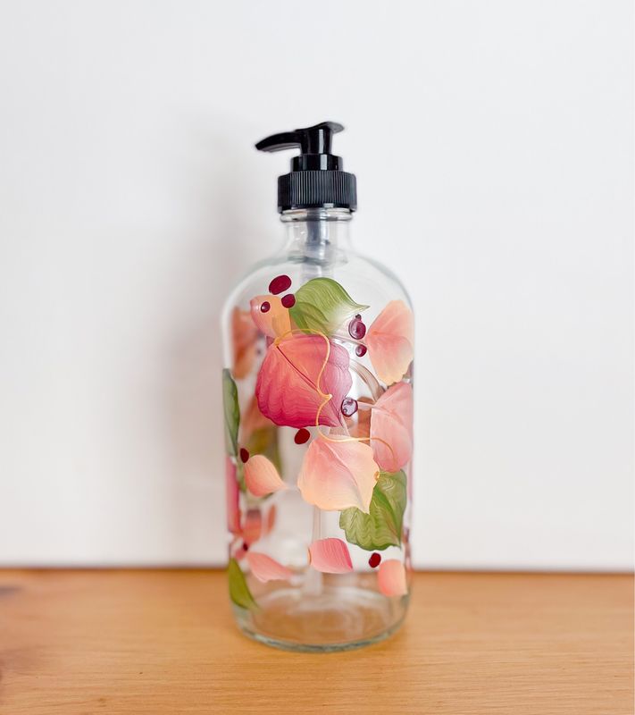 Hand painted Autumn Leaves Soap/Lotion Bottle