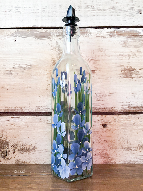 Hand Painted Everything Bottle - Blue Wildflowers