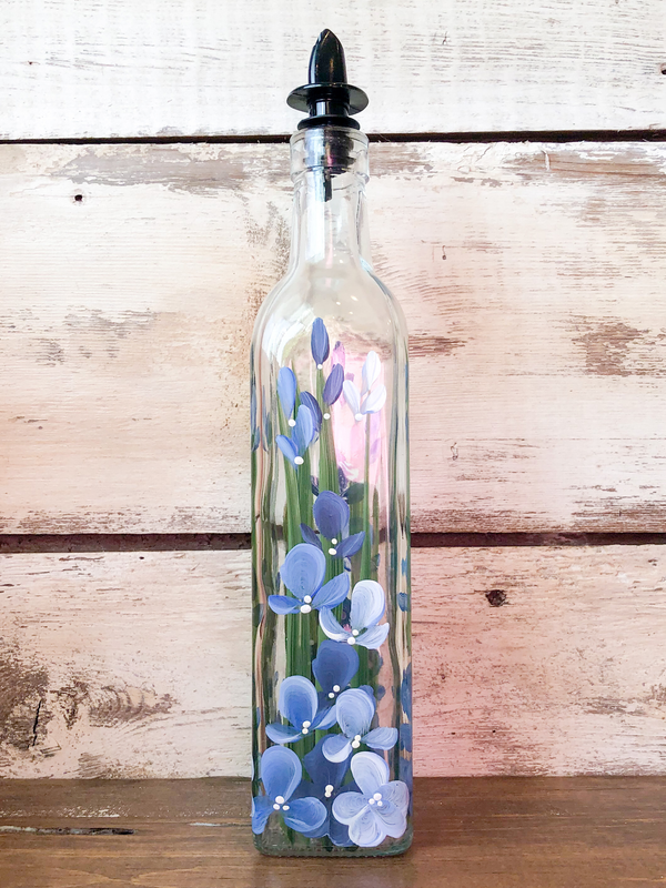 Hand Painted Everything Bottle - Blue Wildflowers