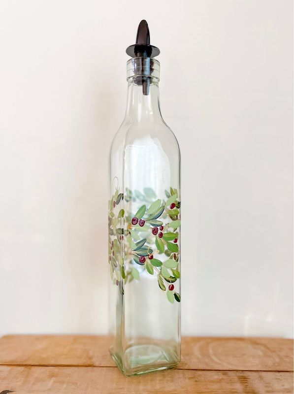 Hand Painted Everything Bottles - Boxwood Wreath With Red Berries