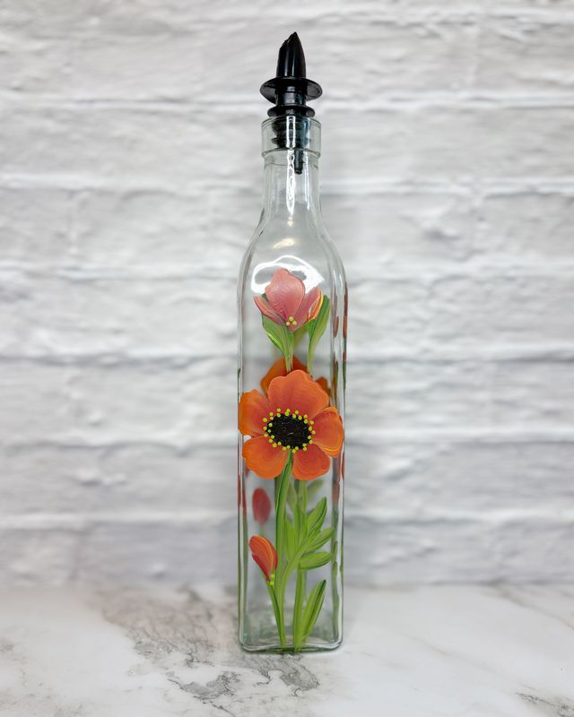 Hand Painted Everything Bottle - Red Poppies