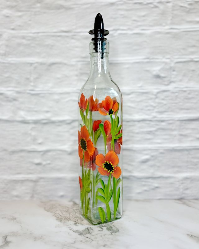Hand Painted Everything Bottle - Red Poppies