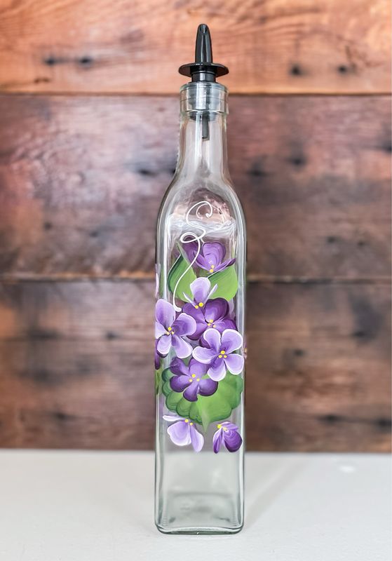 Hand Painted Everything Bottle - Purple Violets