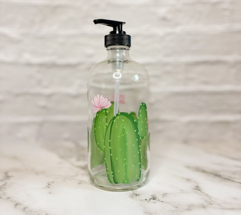 Hand painted Cactus Soap/Lotion Bottle